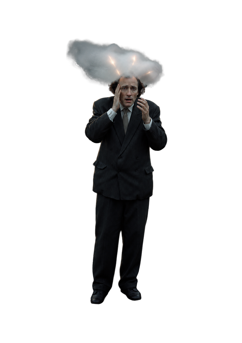 Man with a storm cloud over his head — Blumquist, Not Finished Yet